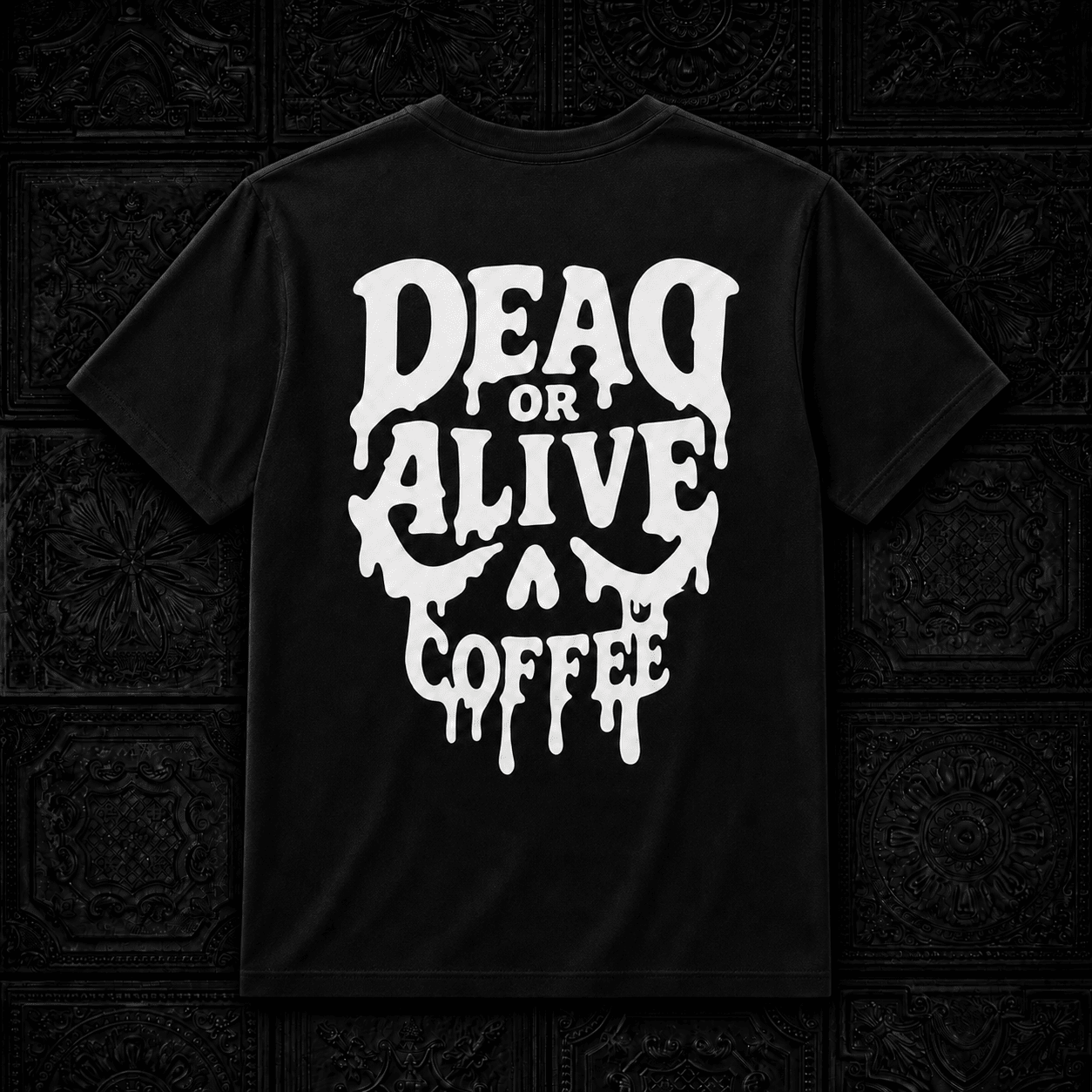T-SHIRT DEAD OR ALIVE COFFEE MC Skull T-Shirt MC Skull T-Shirt – Dead or Alive Coffee Shirt mit Backprint