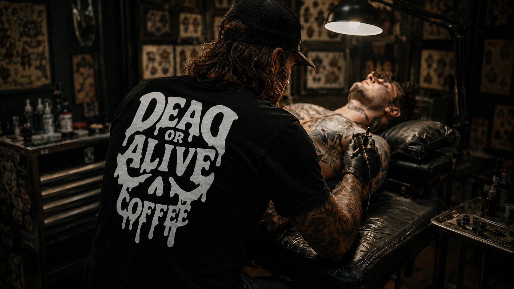 DEAD OR ALIVE COFFEE MC Skull T-Shirt