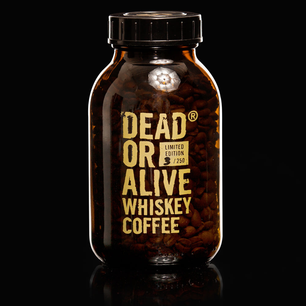 Limitierte DEAD OR ALIVE WHISKEY COFFEE Bohnen im Apothekerglas