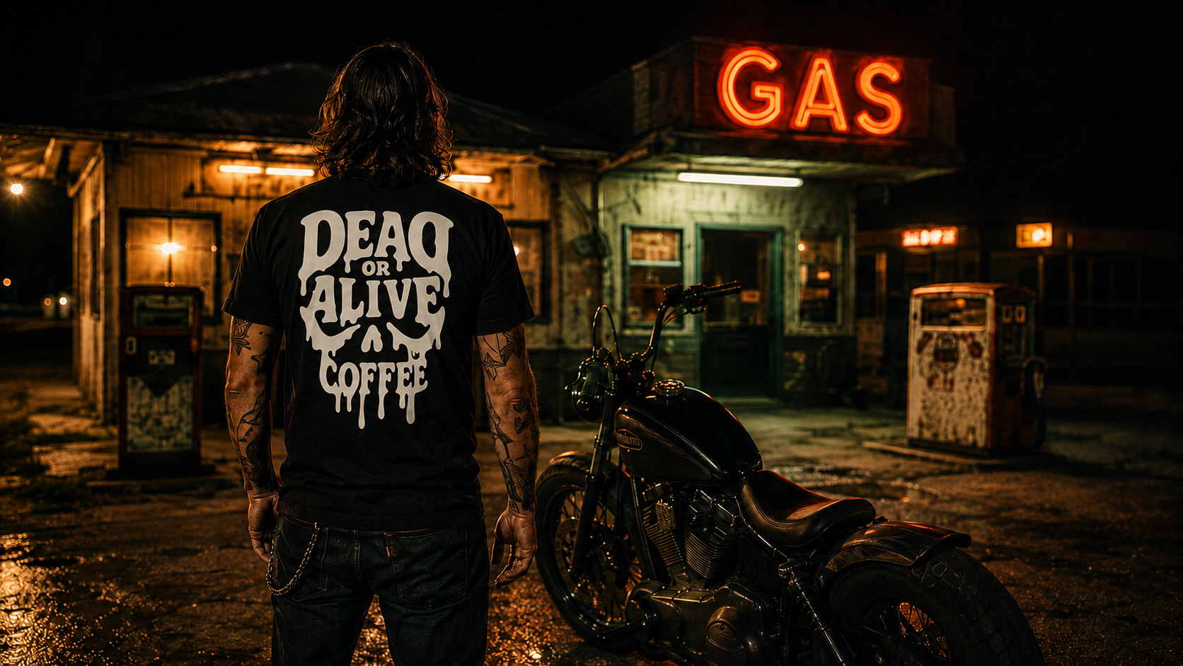 DEAD OR ALIVE COFFEE MC Skull T-Shirt